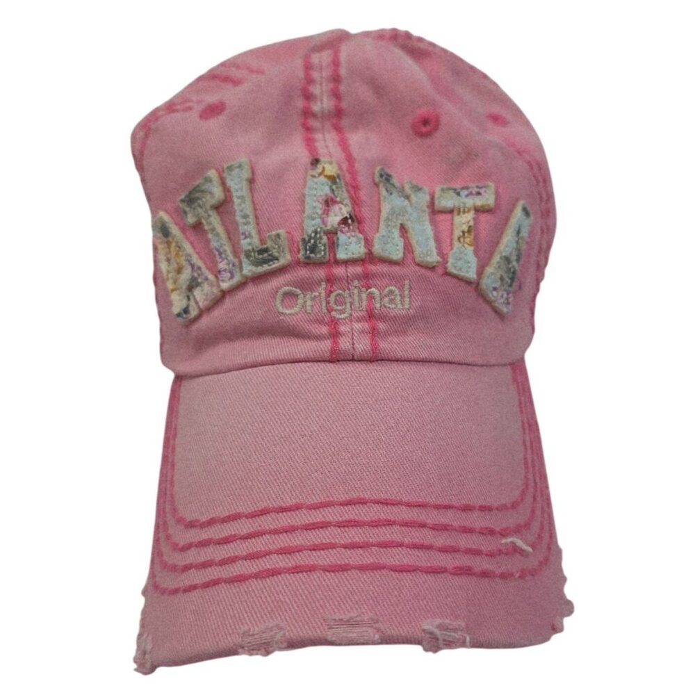 Atlanta Original Pink Distressed Baseball Cap By Robin Ruth